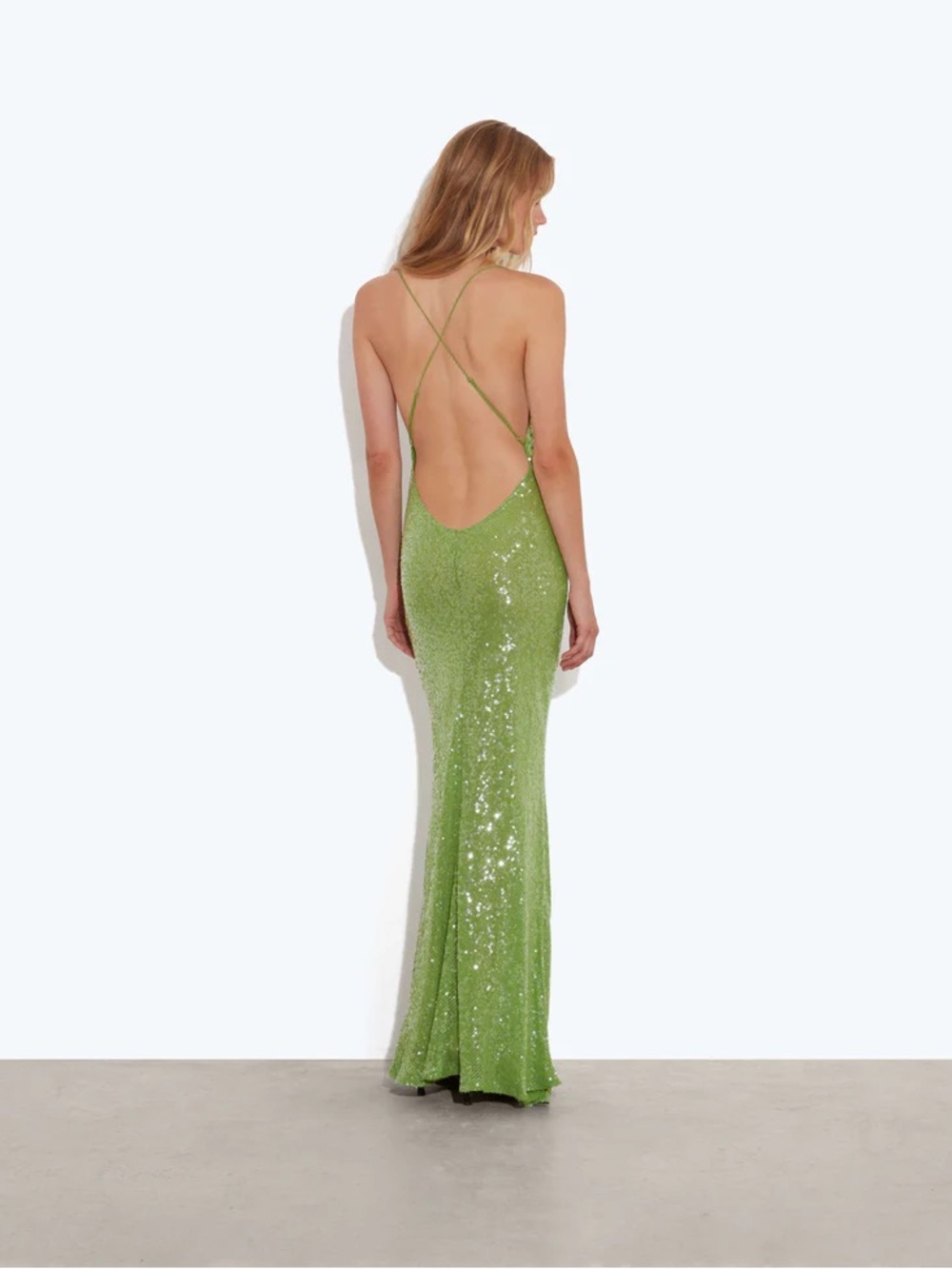 Rat & Boa Green Sequin Cowl Neck Slip Dress - Picture 2 of 8